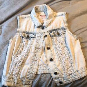 Distressed 90s style denim vest